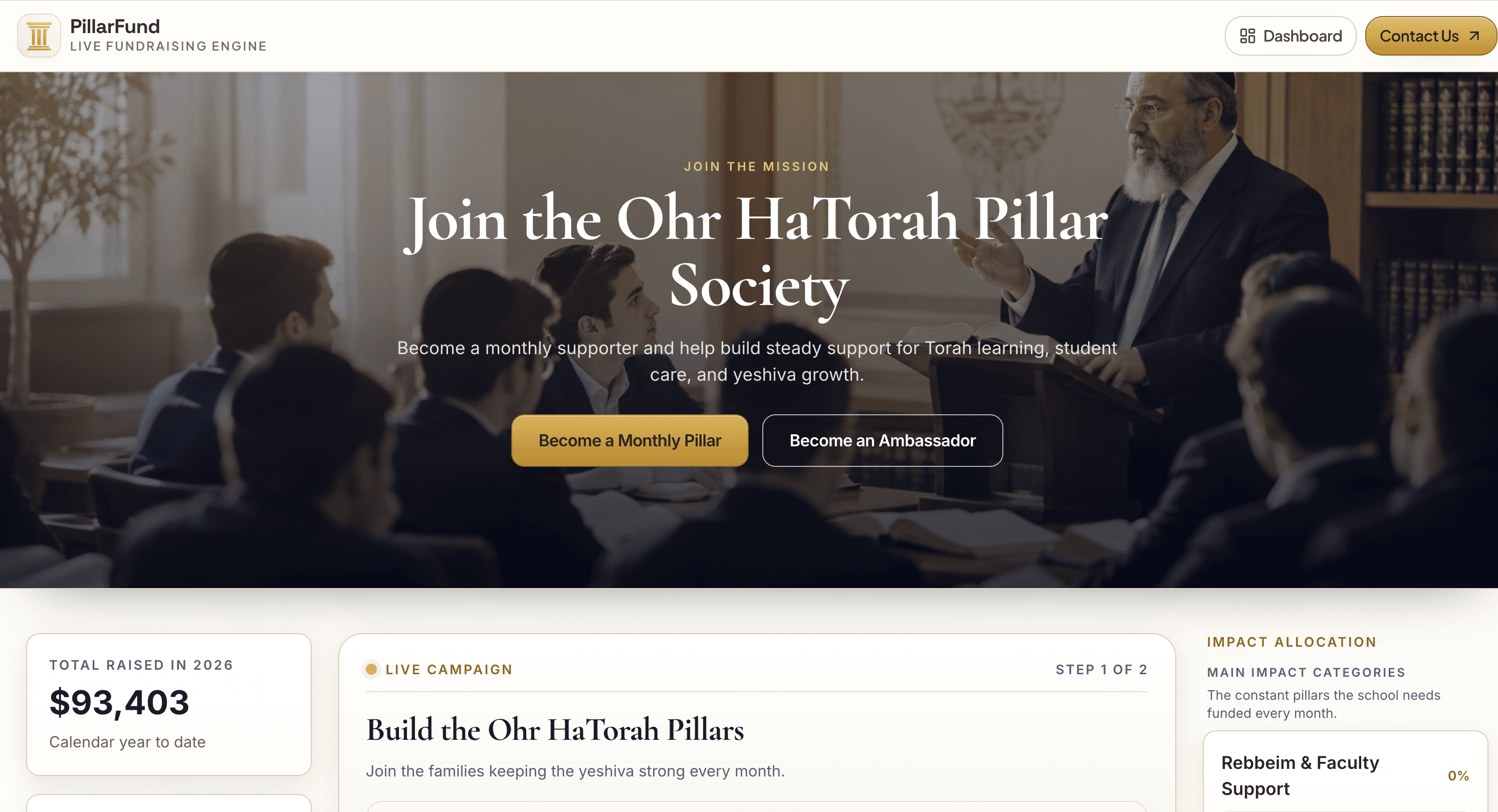 Live campaign page